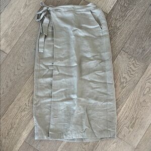 Chic Beige Pencil Skirt with Tie Detail
